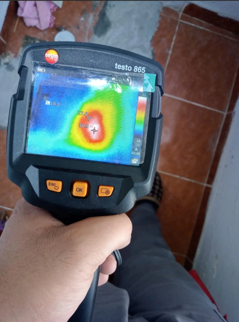 Testo 865 dijital termal kamera ile kırmadan noktasal su kaçağı tespiti operasyonu